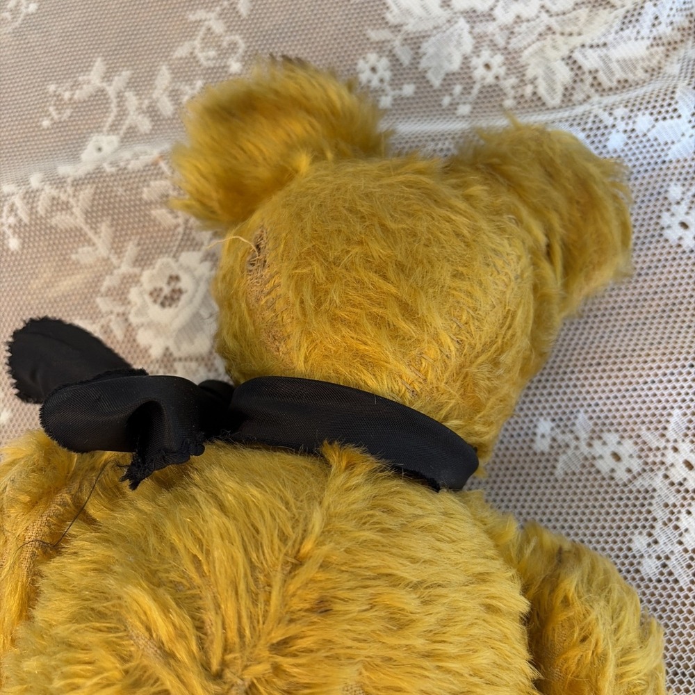 Antique 1920s Golden Mohair Teddy Bear Fully Jointed Hump Back Glass Eyes 16in - Picture 14 of 16